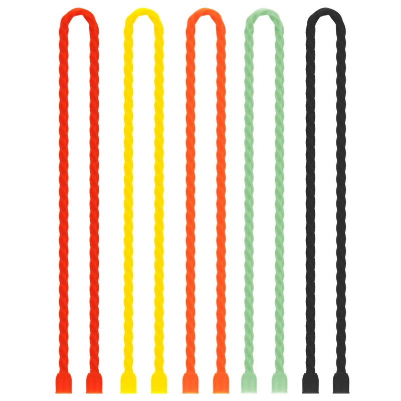 Gesipor 5 Pcs 24-Inch Silicone Cable Ties Steel-Core Reusable Rubber Twist Ties Bendable Cable Ties For Bundling And Holding, All Purpose Cord Tie For Indoor And Outdoor (5 Colors) - Image 1